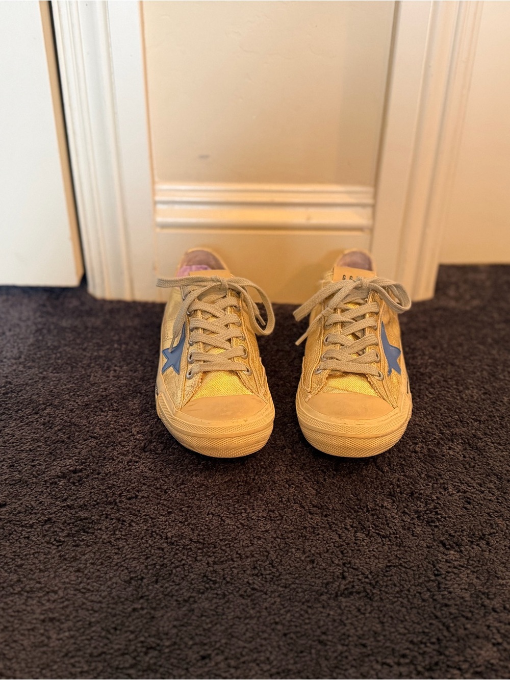 Golden Goose V-Star 2 Metallic Gold Blue Star Sneakers EU 38